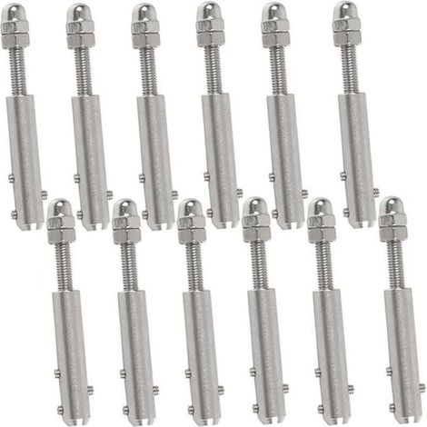 Cosses à vis pour câbles métalliques de 4 mm - 12 pièces - Tendeurs de câbles métalliques Tendeurs de câbles métalliques en acier inoxydable pour la tension des câbles