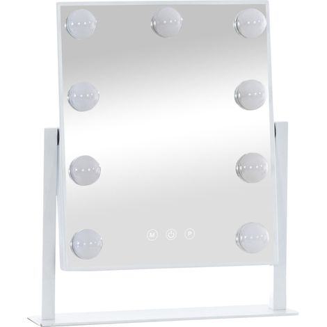 Specchio da trucco da appoggio a LED 30 x 36 cm con illuminazione regolabile 100008955