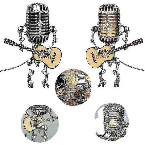 Lampe de table microphone vintage style rétro, décoration de bar ou de maison, avec port USB (1/5)