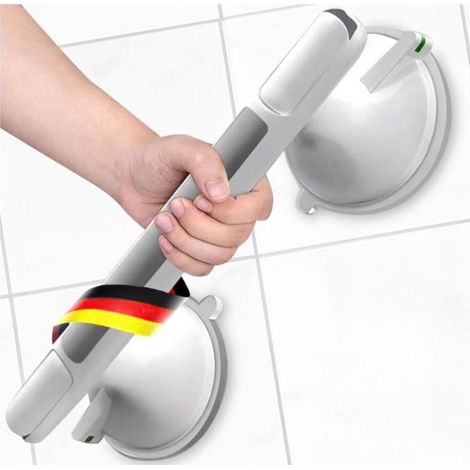 Barre d’appui ventouse salle de bain, poignée de sécurité WC 33cm, fixe sans perçage, support mural antidérapant pour douche, accessoire senior stable (1/5)