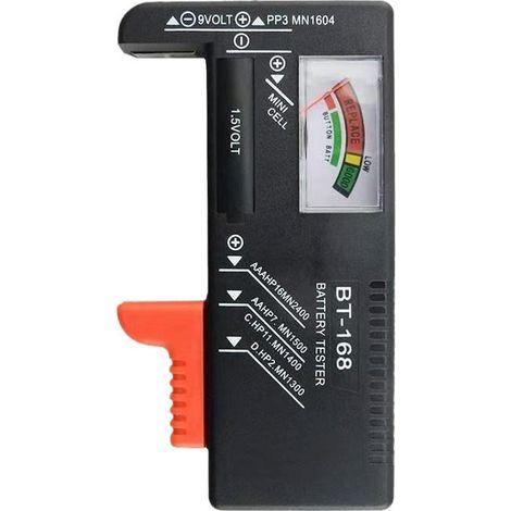 Digital battery tester, universal battery tester, battery tester compatible with AA, AAA, C, D, PP3, 9V, 1.5V batteries – without battery. (1/5)