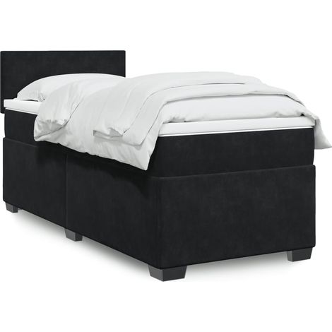 Boxspringbett mit Matratze Schwarz 90x190 cm Samt