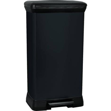 Poubelle Rectangulaire à pédale Decobin 50L - Fermeture Douce - Aspect Métal - Pour Cuisine, Bureau, Salle de Bain - 39 x 29 x 73 cm - Métal Noir - Recyclé(version précedente) (1/5)