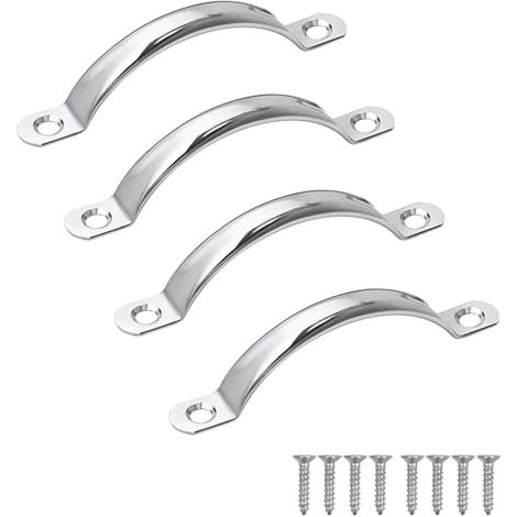 Lot de 4 poignées de porte d'armoire en acier inoxydable - Poignées de meuble - Poignées de tiroir avec vis (1/5)