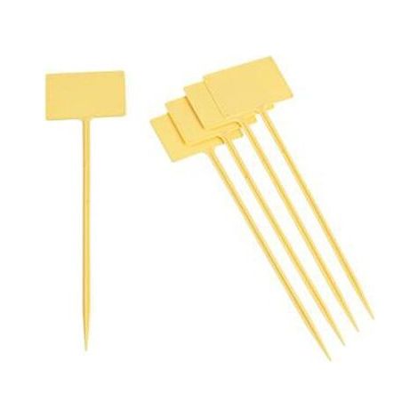 Lot de 10 étiquettes à piquer en plastique rigide – Dimensions 9x4,5cm – Hauteur 30cm – Couleur jaune pour identification plantes (1/5)