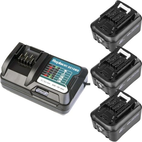 3 Stück 12V 10,8V 4,0 Ah BL1040B BL1041B Akku mit Ladegerät für Makita BL1021B BL1040 BL1020B Akku für DF031D DF0331D TD110D JR103D JR105D HSS01D HP332D (1/5)