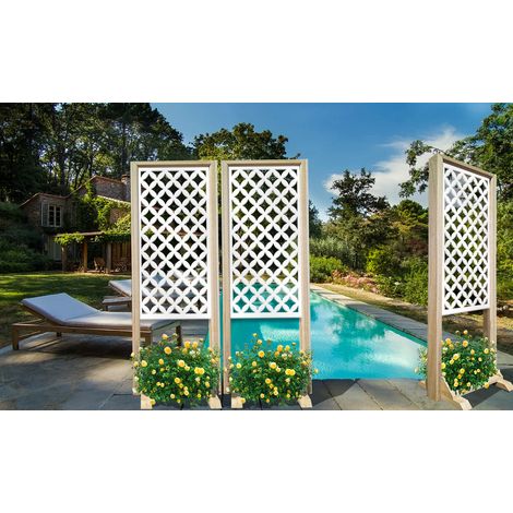 ROMBI - Paravent modulable - 70x190 cm - en bois et PVC - Couleur : blanc