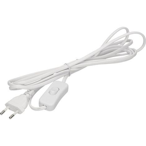 Stromkabel 3 m - Weiß - Mit Ein/Aus-Schalter - Flachstecker für Beleuchtung (1/2)