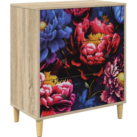 Cassettiera KIEL Stampa di peonia scura 66 x 36,5 x 75 cm vidaXL (1/5)