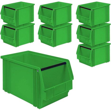 BRB CLASSIC FB 3 Lot de 8 boîtes de rangement avec support Vert 350 x 300 x 200 x 200 mm Capacité 12 l