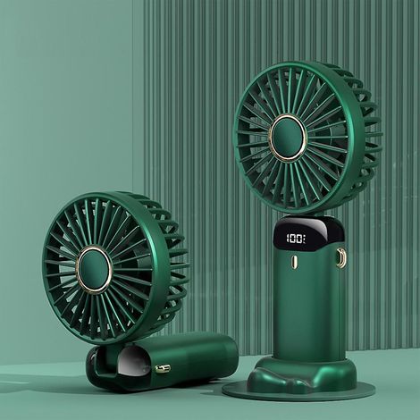 Mini-Handventilator, wiederaufladbar, 5 Geschwindigkeitsstufen, 90° faltbar, batteriebetrieben, mit Trageschlaufe