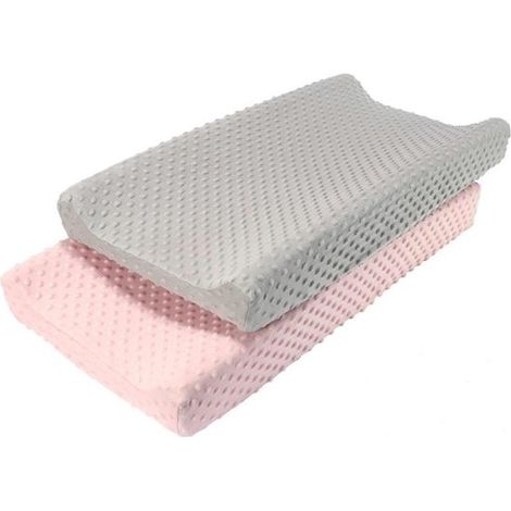Zwei wasserdichte und atmungsaktive Windelauflagenbezüge zum Windelwechseln (grau + rosa). (1/5)