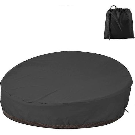 Housse ronde pour lit de jour de 229 cm (90 pouces), en tissu Oxford résistant, pour mobilier de jardin extérieur. Imperméable, résistante aux UV et aux intempéries. (1/4)