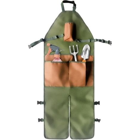 Tablier de jardinage, tablier à outils pour hommes et femmes, en toile résistante à l'usure grandes poches, imperméable (1/4)