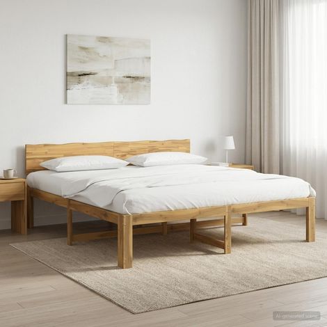 vidaXL Cama doble con cabecero ROSTOCK Blanco 200 x 200 cm (1/5)