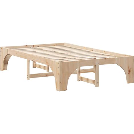 Lit double，Lit adulte，Cadre de lit surélevé Marron 135 x 190 cm Bois de pin CFW6355877 (1/5)