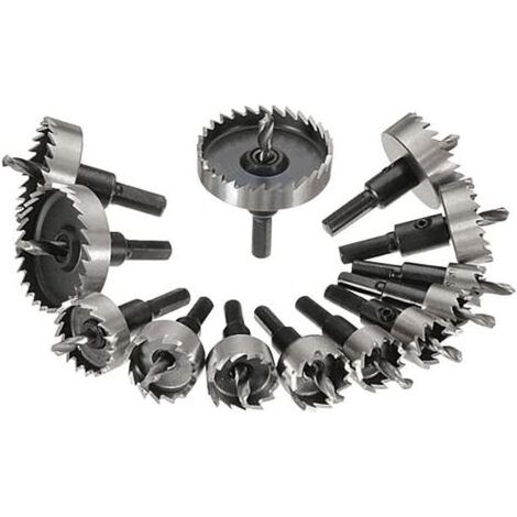 Set mit 13 Metalllochsägen, 16–53 mm Metallkernbohrern, Wolframstahl-Schneidwerkzeugsets für Edelstahl, Eisenblech, Kupfer und Holz (1/5)
