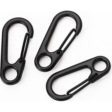 15pcs Crochet Mousqueton pour Escalade Excursion, Mousquetons Aluminium Solide Multifonction D-Anneau avec Bouchon Crochet pour Camping Voyager Randonnée Porte-clés en Plein Air(noir)Longueur 33mm di (1/4)
