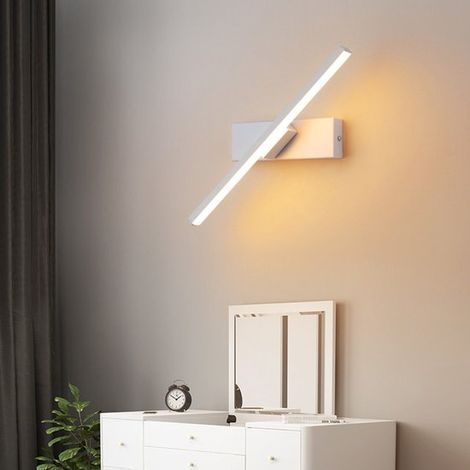 Lámpara de pared LED moderna para interiores，luz tricolor neutra，giratoria 300°，8W，lámpara de pared negra，negra，40 cm (1/5)