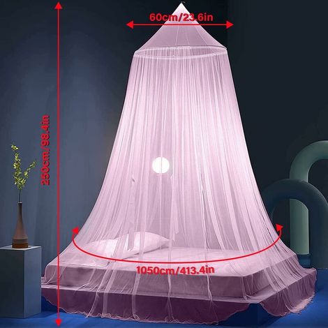 Moustiquaire de Lit, Ciel De Lit Fille Adulte Tulle Rose,Lit Simple Moustiquaire Pliable Ciel de lit Bebe (1/4)
