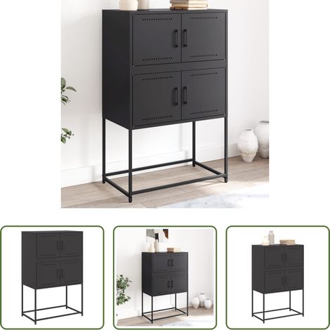 Schrank - Sideboard Schwarz 68,5x38,5x107 cm Stahl (1/5)