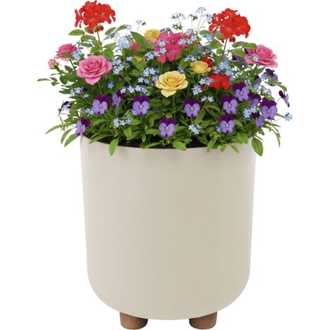 TERRA Blumentopf auf Füßen, recycelt, beige, H 21 x 19,3 cm