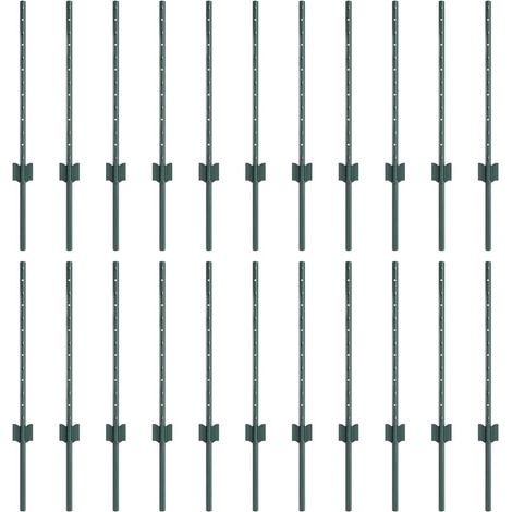 Poteaux de clôture 22 pcs U-Channel vert 100 cm en acier CFW7910936 (1/5)