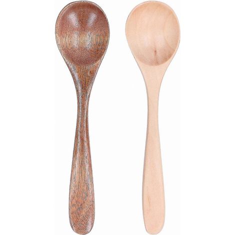 Ensemble de 2 cuillères à mélanger en bois avec manches ergonomiques incurvés pour une utilisation en cuisine et en restaurant (1/5)