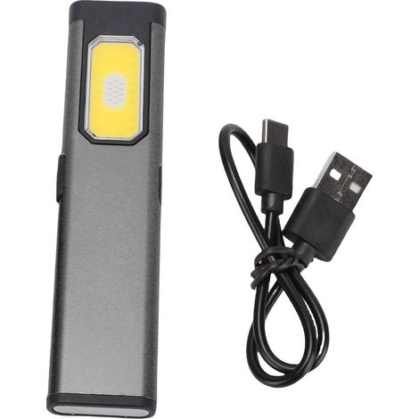 Lampe de poche magnétique EDC étanche, 5 vitesses, éclairage réglable, poche plate Portable pour le Camping, gris.