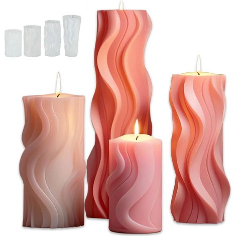 Stampi in silicone per candele – Stampi in silicone 3D per candele fatte a mano, stampi per la colata di candele profumate fai da te, stampi riutilizzabili per candele decorative per la casa