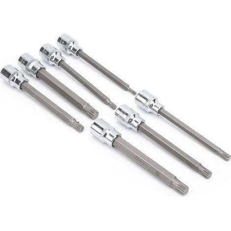 Jeu de 7 douilles extra longues à cannelures M4-M10, entraînement carré 3/8", avec coffret à outils pour la réparation automobile (1/5)