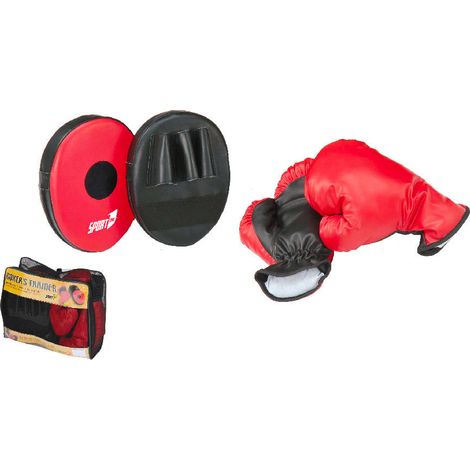 Set da Boxe Guantoni e Guantoni e Paracolpi Rosso Nero