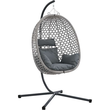 Hängendes Ei-Stuhl Anthrazit und Grau 104 x 100 x 191 cm