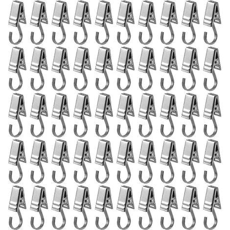 50 pinces à rideaux en acier inoxydable avec crochets et anneaux pour photos (1/5)