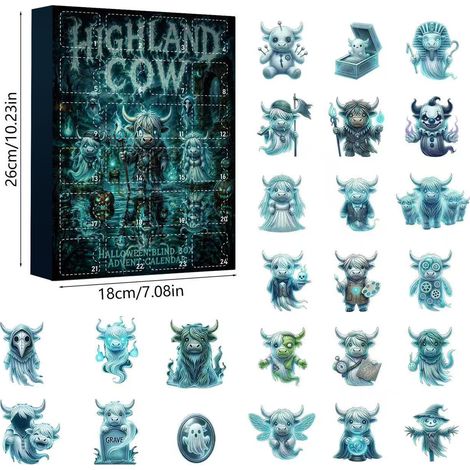 Halloween Highland Cattle 2026 Halloween Highland Cattle Advent Calendar Blind Box S-F Style-3D
