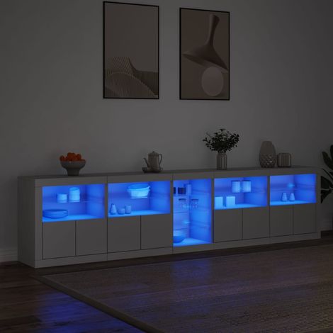 Maison Exclusive - Aparador con luces LED blanco 283x37x67 cm (1/5)