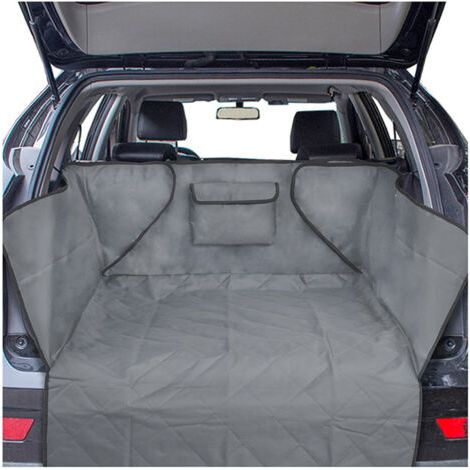 Protection Coffre Voiture Chien Universelle, 1 Grande Poche, Imperméable & Antidérapant, 132 x 99 cm Couverture de Coffre pour Plupart Voitures, Gamelle Bonus et E-Book, Gris (1/5)