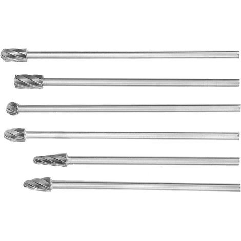 6-teiliges Set rotierender Aluminium-Fräser, 6 mm Schaft, 1/4" lang, 150 mm Holzbearbeitungsfräser (1/4)