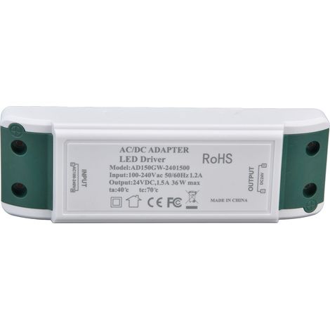 Alimentation LED 36W 24V 1.5A, Transformateur à Courant Constant AC 100‑240V, Driver DC pour Éclairage LED