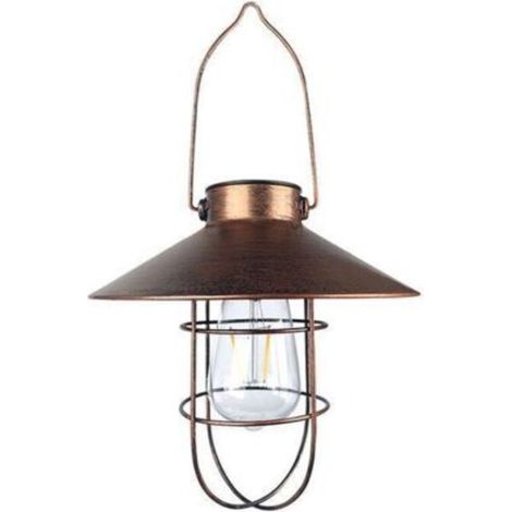 Métal Lanterne Solaire Jardin Étanche Cadre en Fer Suspendu Lanterne LED pour extérieur Terrasse Véranda Chemin Décor