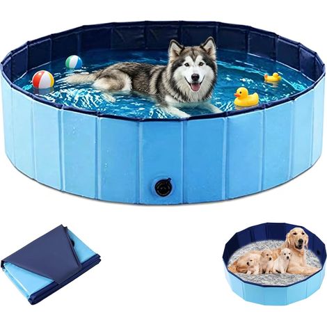 Piscina plegable para perros, 120 x 30 cm, con válvula de drenaje, piscina para perros de PVC grueso, portátil y antideslizante, adecuada para la mayoría de los perros pequeños y medianos (1/5)