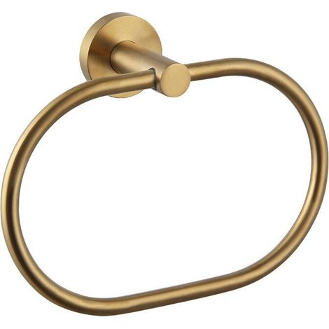 Anello portasciugamani, portasciugamani rotondo, portasciugamani moderno in acciaio inox 304 cromato per bagno, cucina, terrazzo (oro spazzolato 200 x 71 x 139 mm) (1/5)
