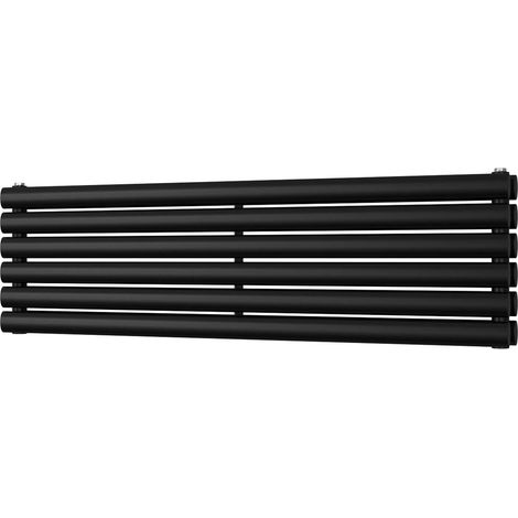 Omeara Axis - Black Horizontal Radiator H348mm x W1200mm Double Panel