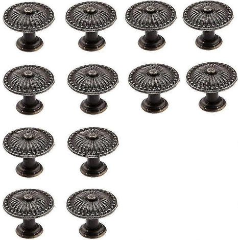 Boutons de meuble, lot de 12, poignée de commode, bouton de tiroir vintage en bronze (1/5)