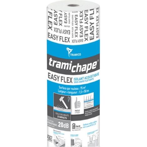 Tramico – Sous-couche acoustique Tramichape EASY FLEX 75 m² – Isolation 20 dB – Pour chapes armées ou fluides – Résistance à la déchirure (1/3)