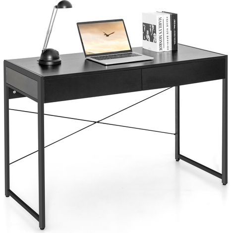 Computer Desk Wooden PC Laptop Table Writing Workstation 2 Drawers Study Desk