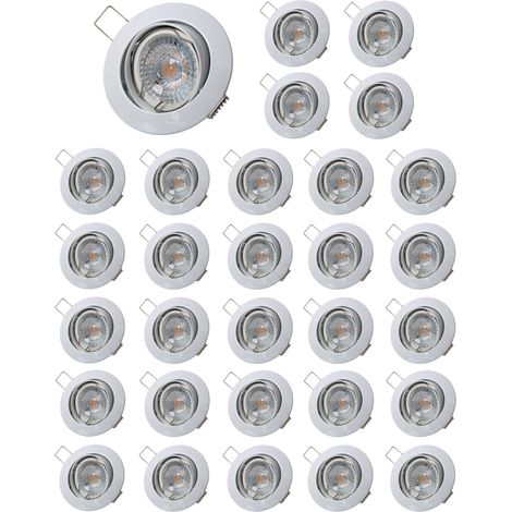 Lot de 30 Spot led ronde blanc orientable 38° blanc chaud (1/4)