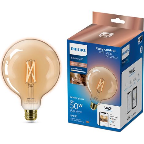 Philips Smart LED Slimme E27 Ampoule Globe à filament (50W) Dorée Lumière blanche chaude à froide - WiFi (1/5)