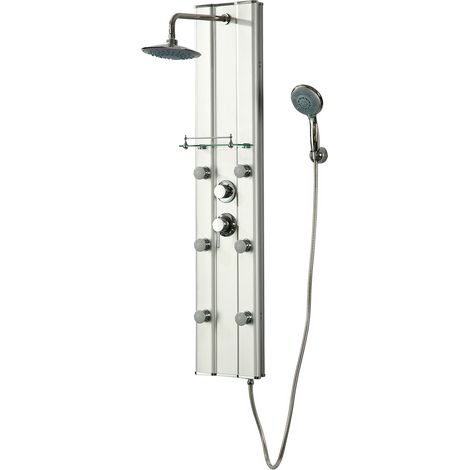Colonne de douche hydromassante 21 cm – 6 jets réglables – Tuyau inox 150 cm – Système anticalcaire – Installation facile – Dp Griferia (1/5)