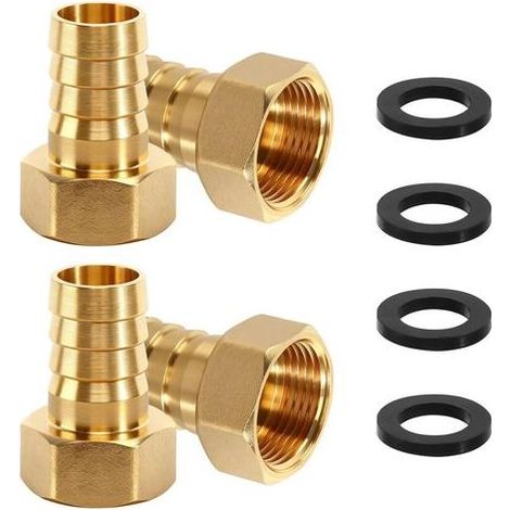 Satz mit 4 Messing-Schlauchverschraubungen, 19 mm – 3/4"-Innengewinde – für Wasser, Öl und Gas (1/5)